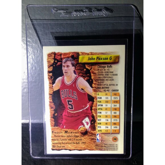 1993-94 Topps Finest John Paxson #38 Basketball Card - Picture 2 of 2